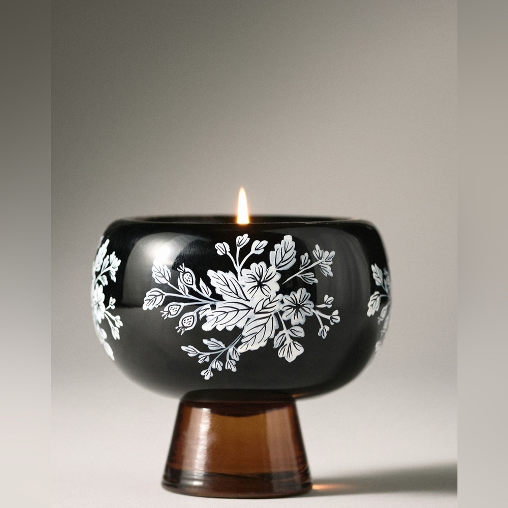 Anthropologie GOURMAND PUMPKIN & SWEET VANILLA HANDPAINTED PEDESTAL CANDLE | NIB